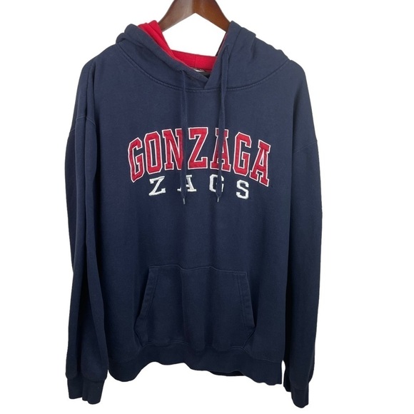 Gonzaga Zags | Navy Blue Red Spell Out Hooded Sweatshirt - Picture 1 of 9